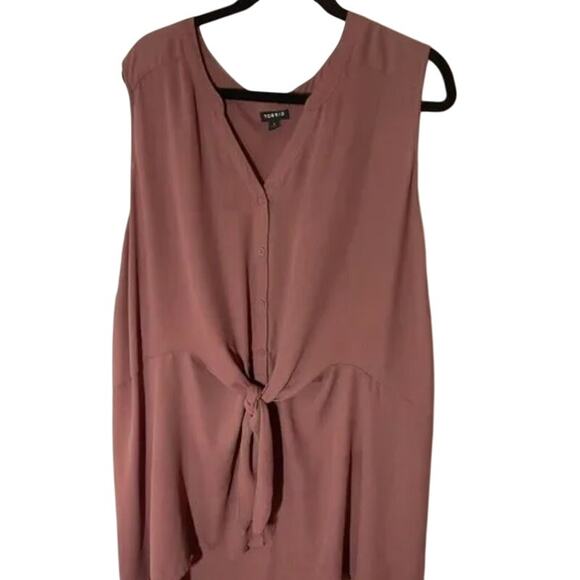 Torrid Peplum Georgette Button Front Tie Blouse 5X Business Office Corporate - Picture 3 of 7